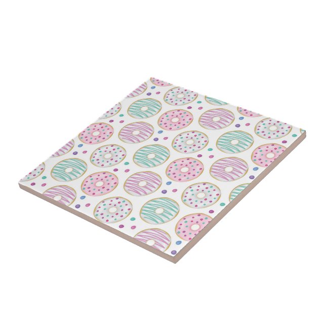 Doughnut Pattern Cute Colourful Ceramic Tile (Side)