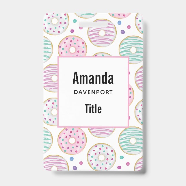 Doughnut Pattern Cute Colourful ID Badge (Front)
