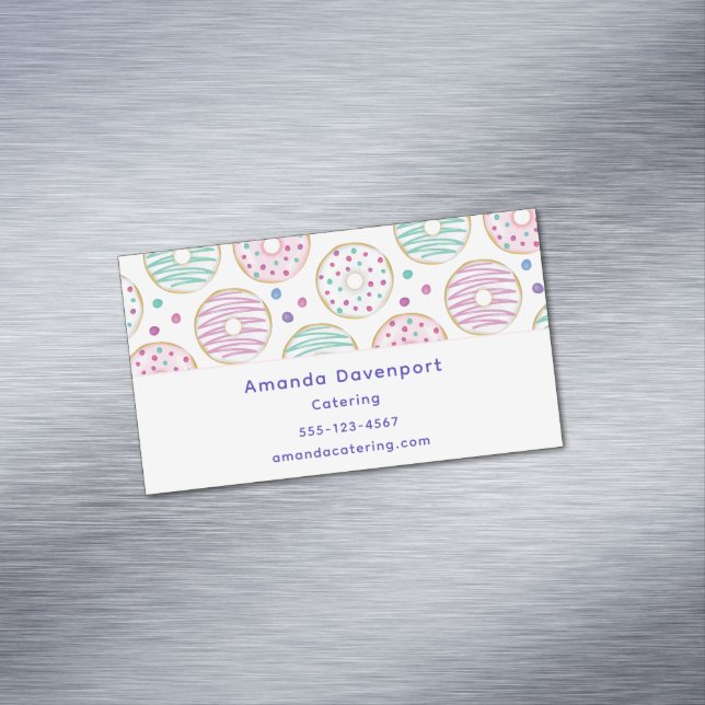 Doughnut Pattern Cute Colourful Magnetic Business Card (In Situ)