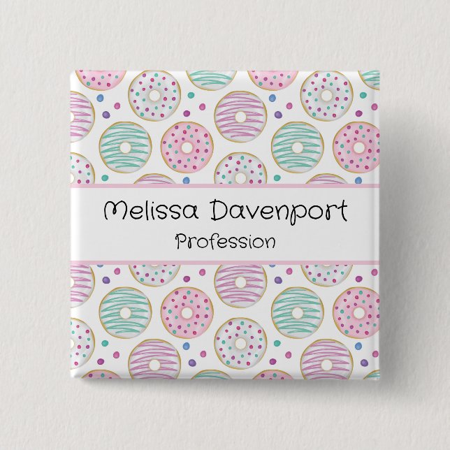 Doughnut Pattern Cute Colourful Profession 15 Cm Square Badge (Front)