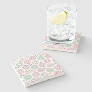 Doughnut Pattern Cute Colourful Stone Coaster