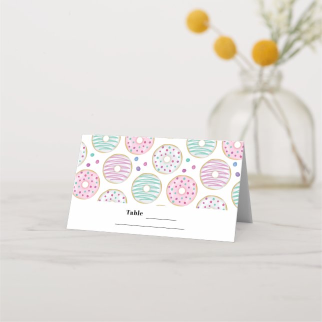 Doughnut Pattern Cute Colourful Table Place Card (Front)
