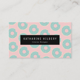 Doughnut Pattern Pink & Mint Green Business Card