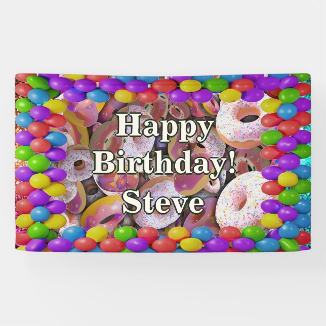 Doughnut Personalised character birthday banner (Horizontal)