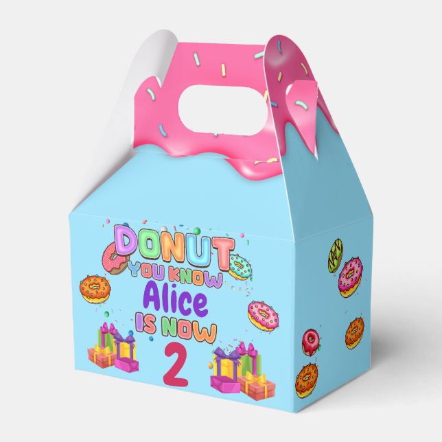 Doughnut Personalised Colour Sprinkle Birthday Par Favour Box (Front Side)
