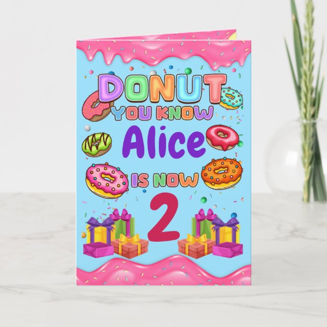 Doughnut Personalised Colour Sprinkle Birthday Par Thank You Card (Front)