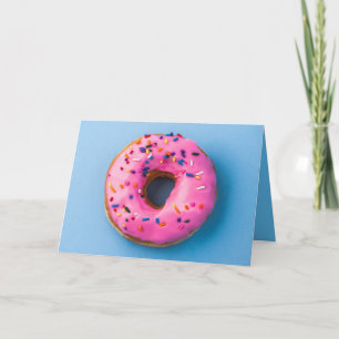Doughnut photo blue and pink modern Birthday Card