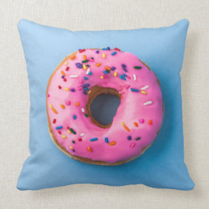 Doughnut photo blue and pink modern design Pillow