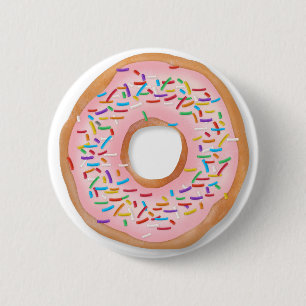Doughnut Pink Frosting Sprinkles Cute Food   6 Cm Round Badge