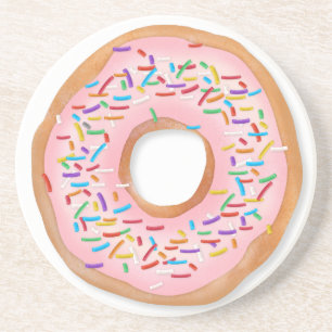 Doughnut Pink Frosting Sprinkles Cute Food Coaster