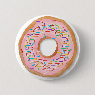 Doughnut Pink Frosting Sprinkles Cute Food Dough 6 Cm Round Badge