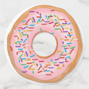 Doughnut Pink Frosting Sprinkles Cute Food Dough Wine Glass Tag