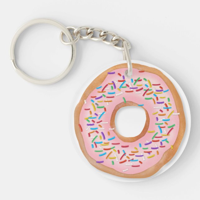 Doughnut Pink Frosting Sprinkles Cute Food | Key Ring (Front)