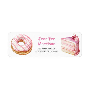 Doughnut Pink Girls Birthday Party Address Return Address Label