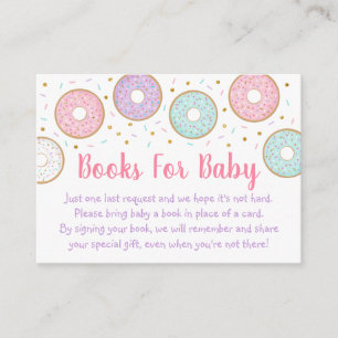 Doughnut Pink Gold Pastel Baby Shower Book Request Enclosure Card