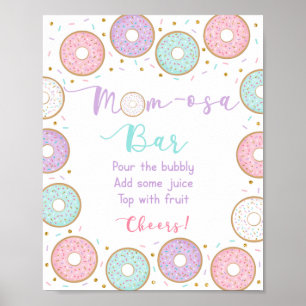 Doughnut Pink Gold Pastel Baby Shower Mimosa Bar S Poster