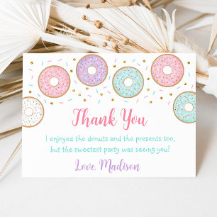 Doughnut Pink Gold Pastel Birthday Thank You Card