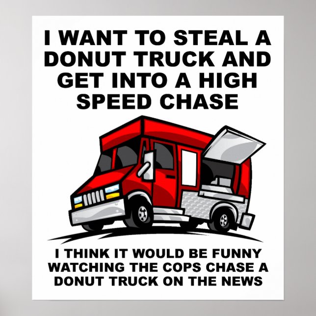 Doughnut Police Chase Funny Poster (Front)