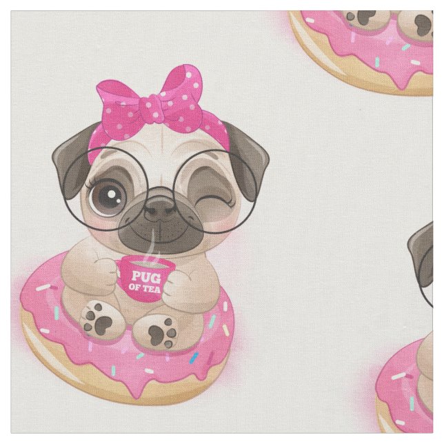 Doughnut Pug Fabric (Close Up)