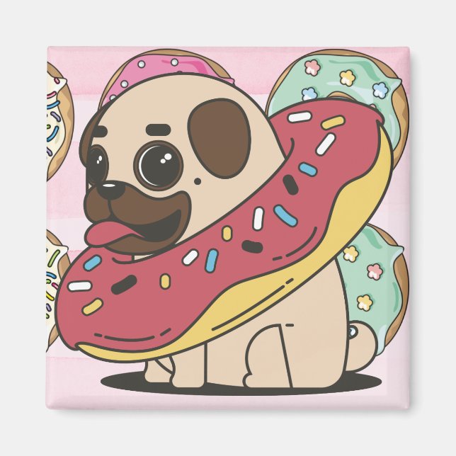 Doughnut Pug Magnet (Front)