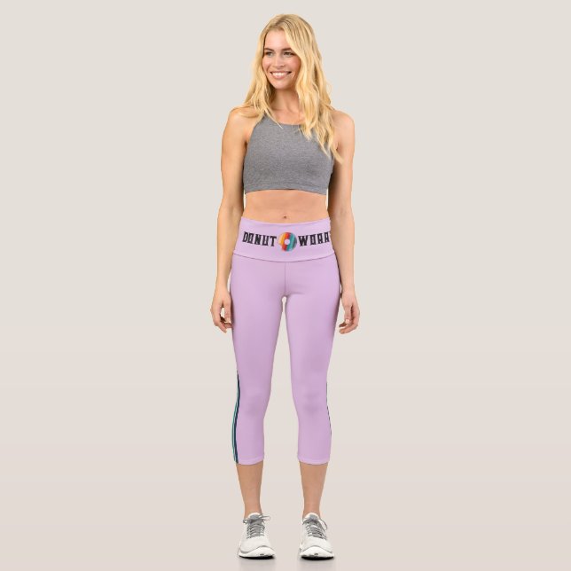 Doughnut Purple Retro Rainbow Leggins Capri Leggings (Front)