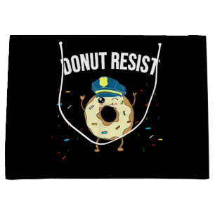 Doughnut Resist Meme Funny Police Officer Support  Large Gift Bag