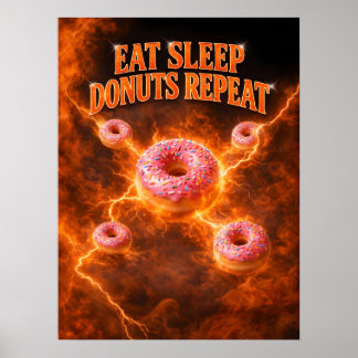 Doughnut Retro Neon Sweet Vibe Poster