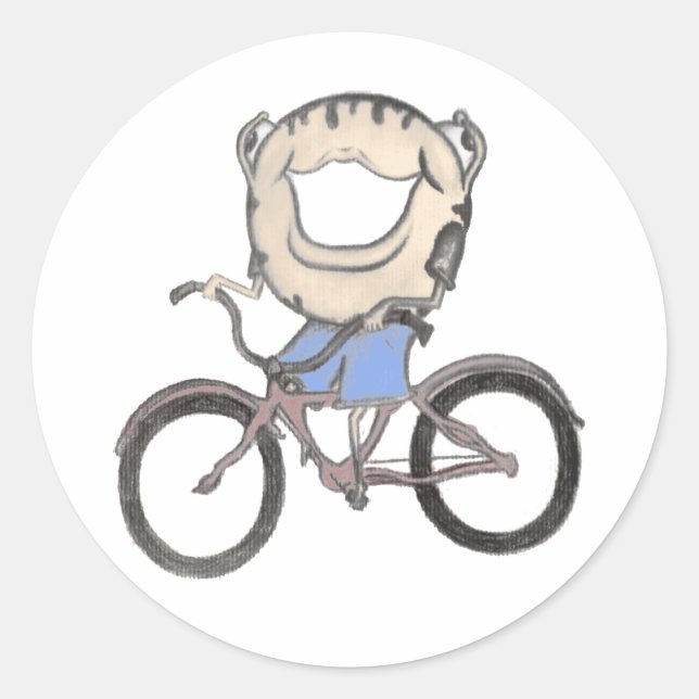 Doughnut Riding a Bicycle Classic Round Sticker (Front)