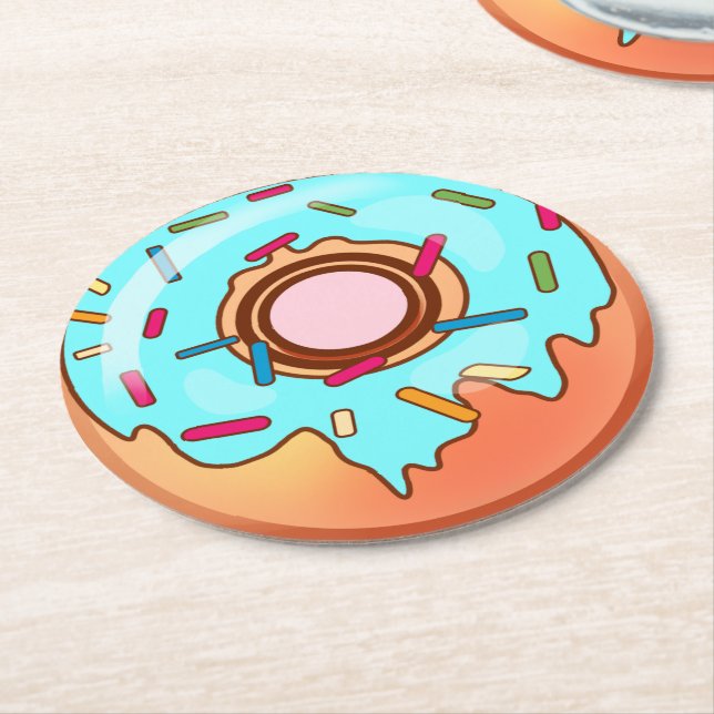 Doughnut Round Paper Coaster (Angled)
