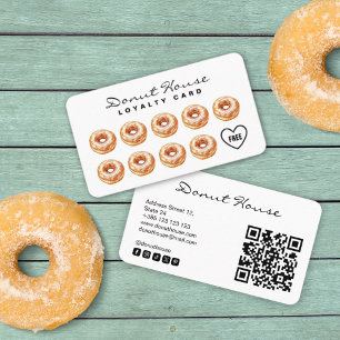 Doughnut Shop Bakery Cute QR Code Loyalty Card 