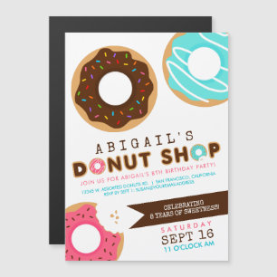 Doughnut Shop Birthday Party Magnetic Invitation
