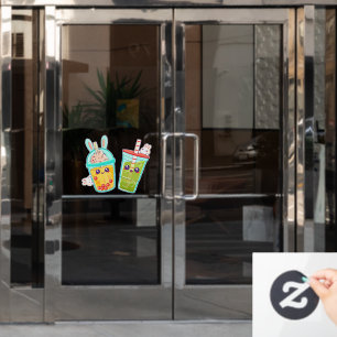 Doughnut Shop Bubble And Matcha Tea Bunny Cartoon
