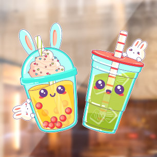 Doughnut Shop Bubble And Matcha Tea Bunny Cartoon