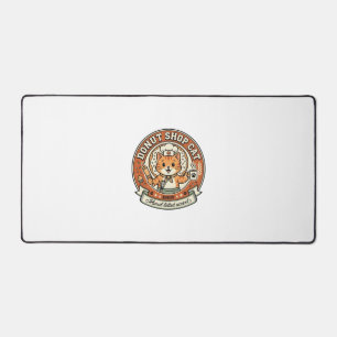 Doughnut Shop Cat Doughnut Shop Cat Vintage Vector Desk Mat