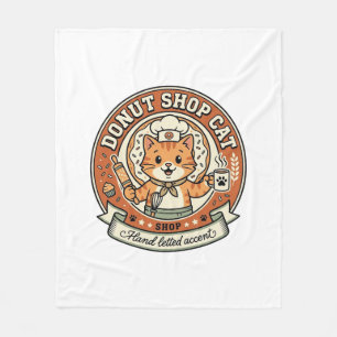 Doughnut Shop Cat Doughnut Shop Cat Vintage Vector Fleece Blanket