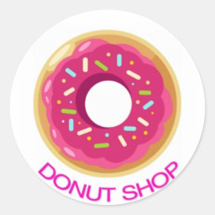Doughnut shop classic round sticker