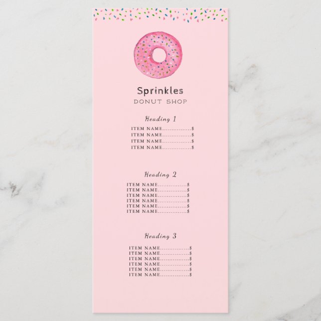 Doughnut shop Price list/ Menu Card (Front)