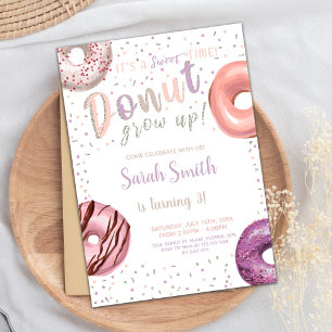 Doughnut Silver Shadow Doughnut Birthday Invitatio Invitation