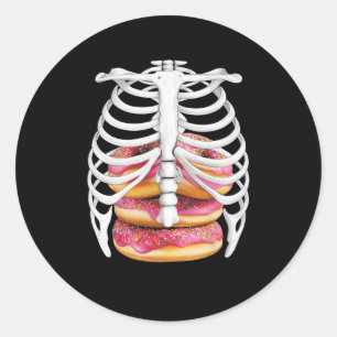 Doughnut Skeleton Rib Cage Halloween Costume Tees  Classic Round Sticker