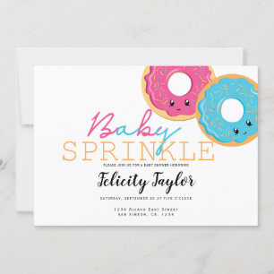 Doughnut Sprinkle Baby Shower Blue Pink Twins Announcement