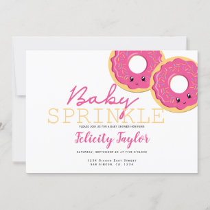 Doughnut Sprinkle Baby Shower Pink Twin Girls Announcement