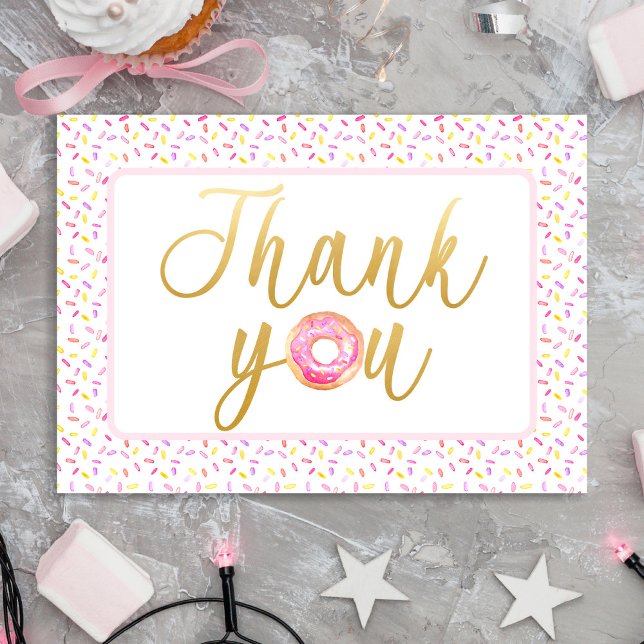 Doughnut Sprinkle Sweet One Pink Thank You Card (Creator Uploaded)