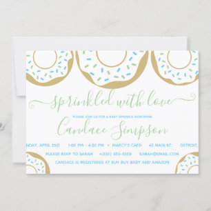 Doughnut Sprinkled With Love Baby Sprinkle Blue Gr Invitation