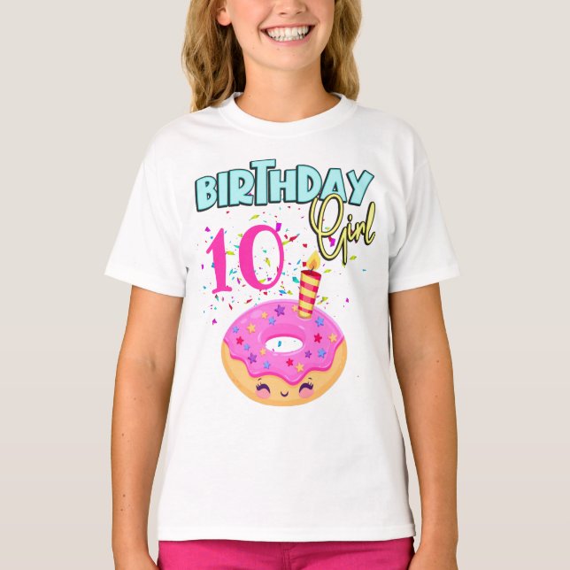Doughnut Sprinkler Birthday Girl Party Theme MAtch T-Shirt (Front)