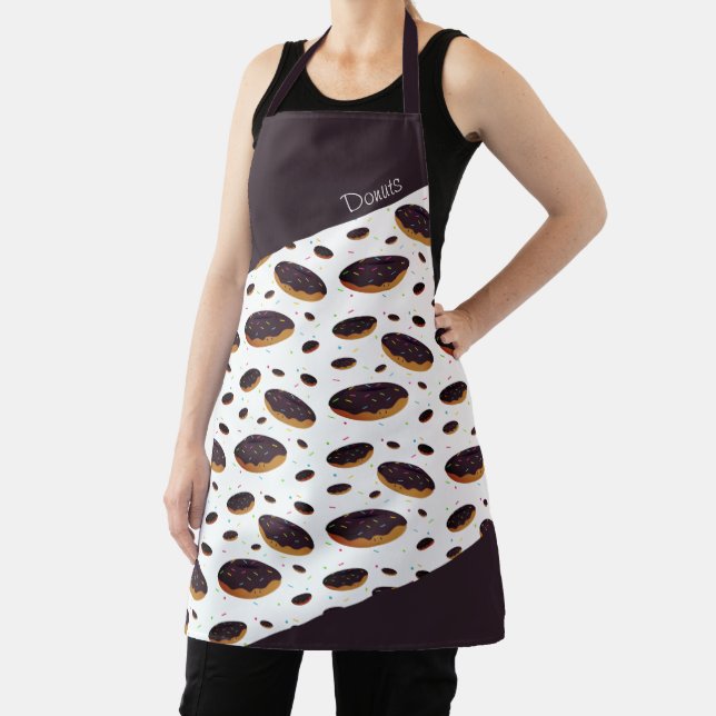 Doughnut Sprinkles Brown White Smiling Food Patter Apron (Insitu)