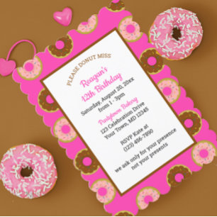 Doughnut Sprinkles Pink Birthday Invitation