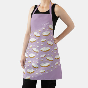 Doughnut Sprinkles Purple White Smiling Food Patte Apron