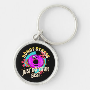 Doughnut Stress Just Do Your Best, Cute Kawaii Dou Key Ring