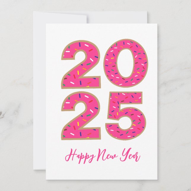 doughnut style simple happy new years cards 2025 (Front)