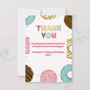 Doughnut Sweet Celebration Themed Birthday Thank Y Thank You Card